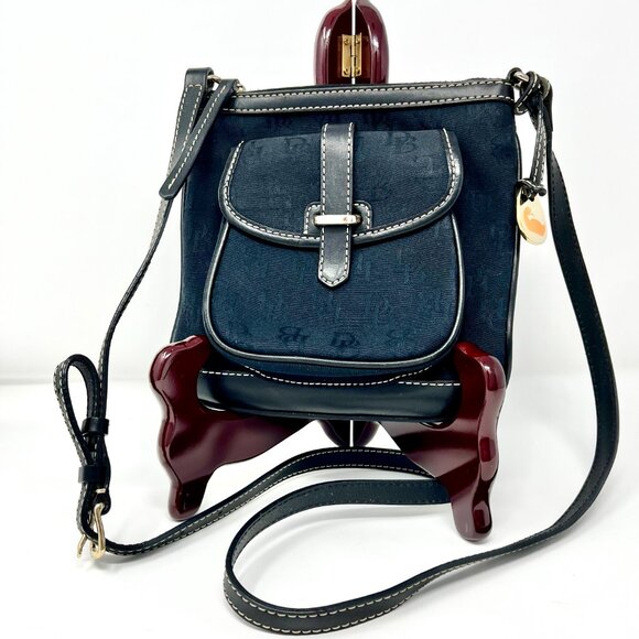 Dooney Bourke Handbags - DOONEY & BOURKE Black Crossbody Bag Canvas Leather Trim  Letter Carrier